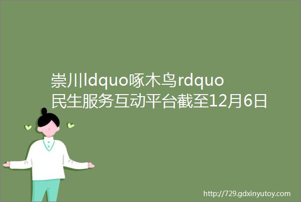 崇川ldquo啄木鸟rdquo民生服务互动平台截至12月6日来信及答复处理汇总