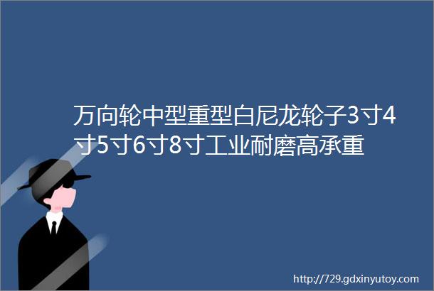 万向轮中型重型白尼龙轮子3寸4寸5寸6寸8寸工业耐磨高承重